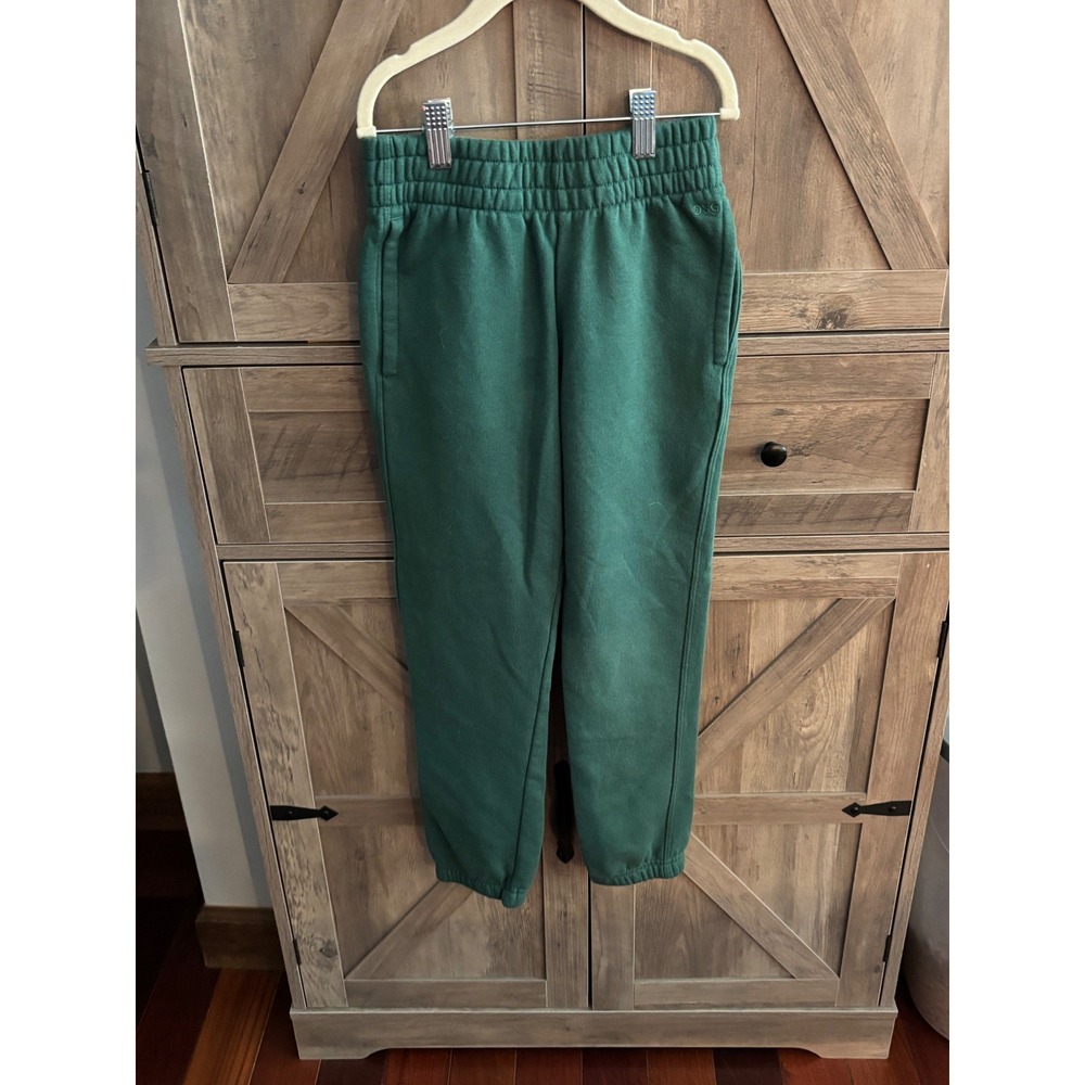 DSG Kids Green Fleece Jogger Sweatpants High Waisted Elastic Waist Pockets